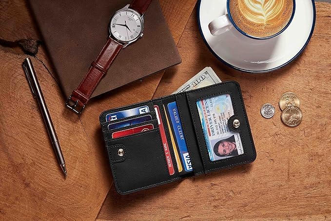 Gostwo Small Wallet for Women, Slim Bifold Credit Card Holder, Compact RFID Blocking Cash Wallet, Billfolds Thin Leather Zipper Pocket, Mini Wallet Gift for Ladies Teen Girls Travel with ID Window - Image 9