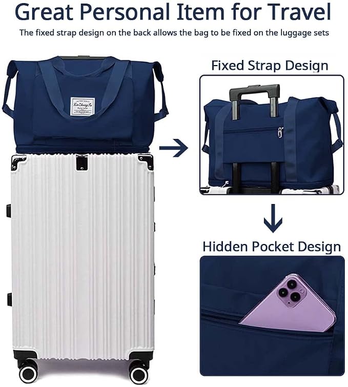 Large Capacity Foldable Travel Bag, Expandable Waterproof Carry on Bag, Dry and Wet Separation Spor Duffel Bags - Image 2