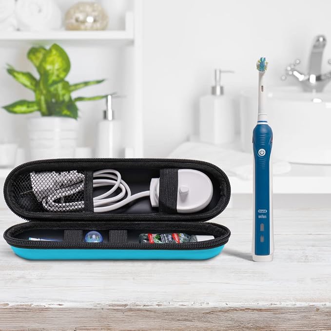 Nincha EVA Electric Toothbrush Case - Durable Hard Shell Travel Case with Mesh Pocket - Fits Most Powered Toothbrush Products (Blue) - Image 4