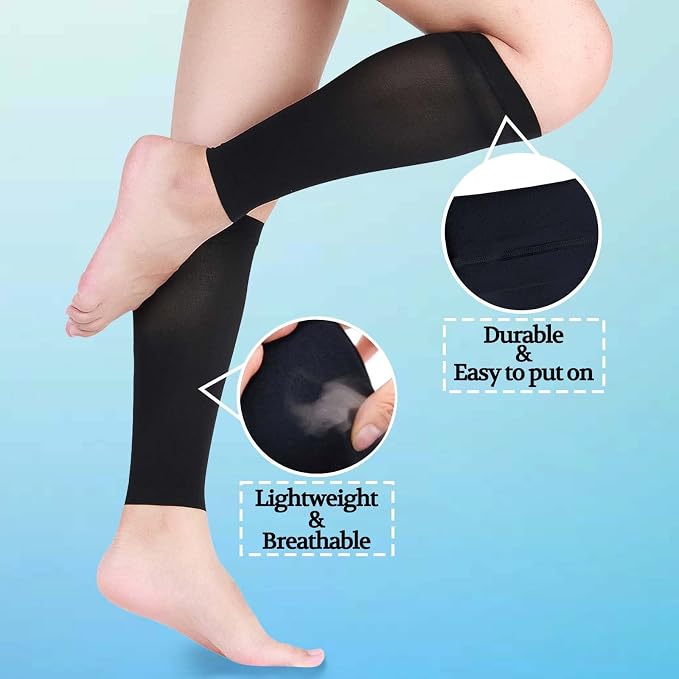Lin Performance 20-30 mmHg Medical Calf Compression Sleeve for Women and Men Lightweight Footless Socks for Travel Flight Daily Comfort - Image 2