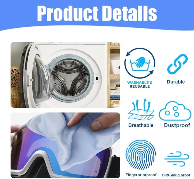 Microfiber Drawstring Bags, Multi-Size Soft Protective Pouches for Shoes, Ski Goggles, Sunglasses, Handbags & Camera Lenses - Image 6