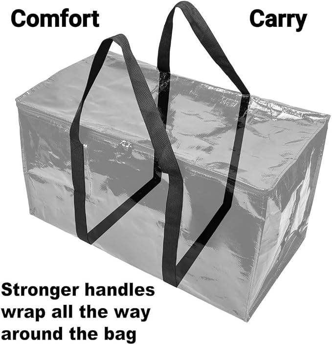 BAG-THAT! 8 - Pack Heavy Duty Large Moving Bags, with Strong Zipper and Comfortable Handles Durable & Sturdy Clothes packing Storage Bags Totes Bins Packing Moving Boxes College Supplies for moving. - Image 6