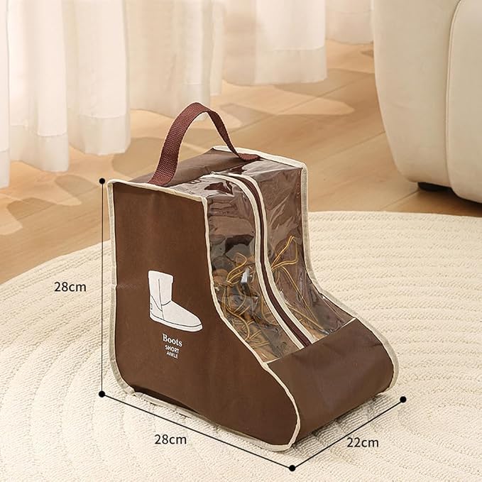 Travel Shoe Bags Tall/Short Boots Storage Bags Dust-proof Shoe Storage Organizer Shoe Pouch with Zipper for Travel and Daily (2 pack short brown) - Image 2