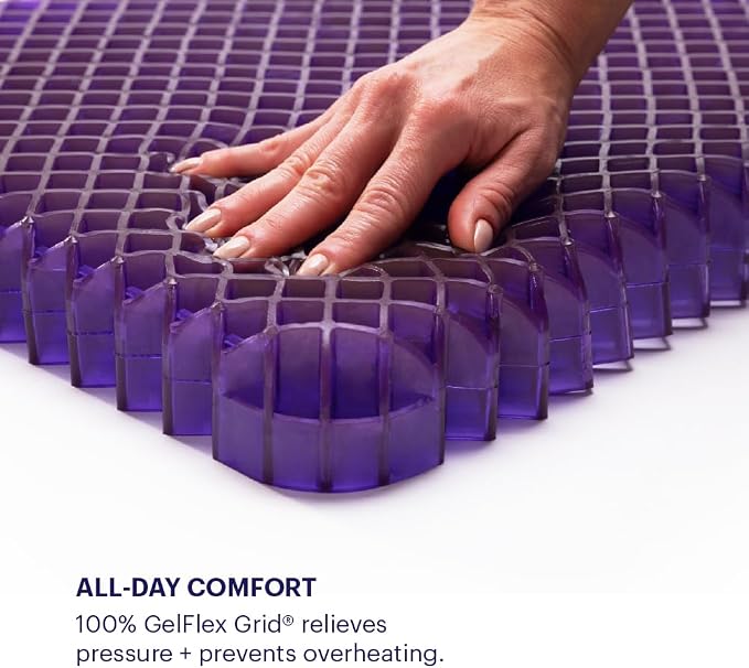 Purple Royal Seat Cushion, Portable 2 Inch Gel Seat Cushion, GelFlex Grid | Handles for Car, Office Chair, Stadium - Pressure-Reducing for Hard Seats, Temperature-Neutral, No-Slip - Made in USA - Image 5