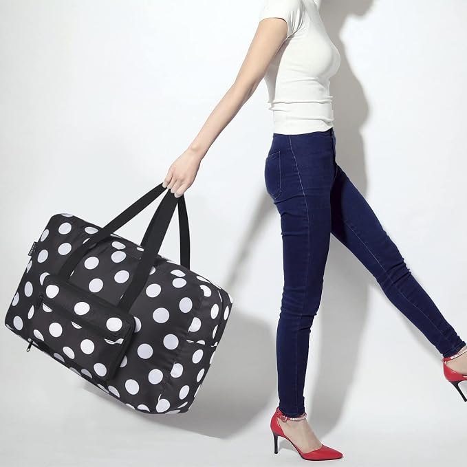 F.FETIVIN Weekender Bag Carry On Travel Duffle Medium Overnight Bag for Women(Black Dot) - Image 5