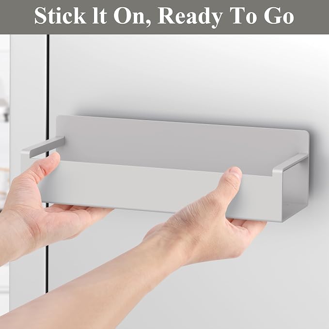 HuggieGems 4 Pack Magnetic Spice Rack Organizer for Refrigerator and Oven, Light Grey Fridge Organizers and Storage for Kitchen - Image 5