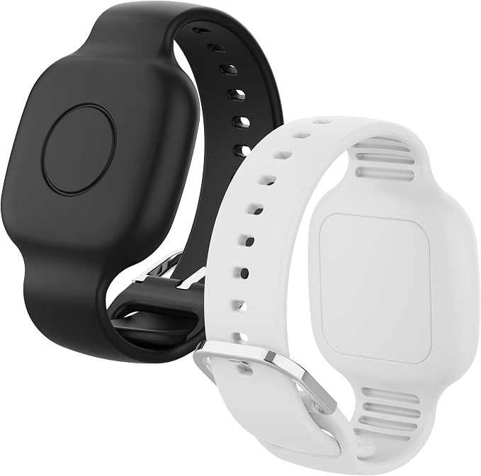 Waterproof Silicone Bracelet for Tile Mate 2024/2022, Hidden GPS Tracker Holder for Kids, Teens & Elderly, Adjustable Anti-Lost Wristband, Durable, Lightweight, Comfortable Fit – Black/White by SkyArmorCase