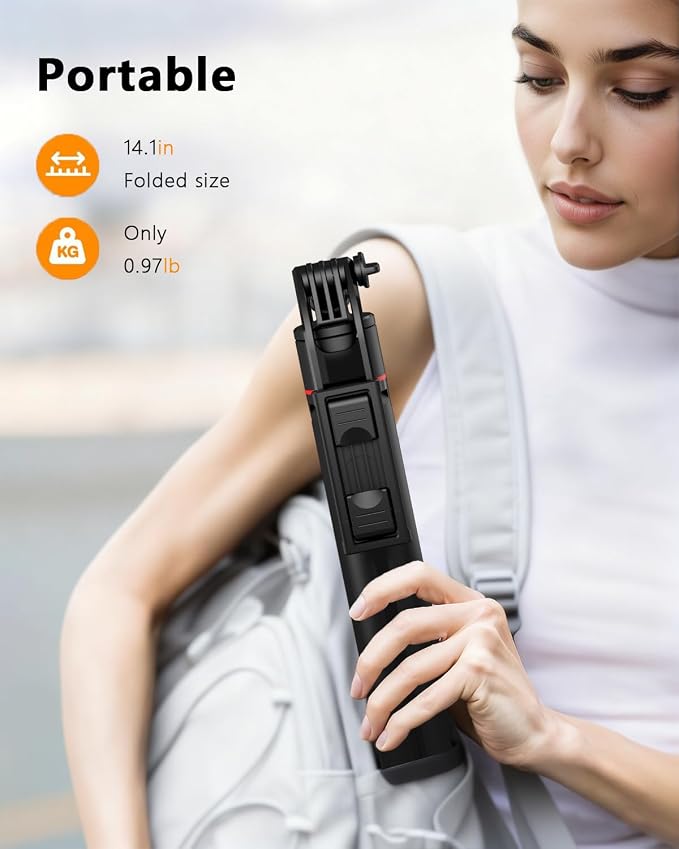67" Camera Tripod & Phone Selfie Stick, Lightweight Portable Travel Tripod Stand with Wireless Remote, Auto Pop Open Tripod,Compatible with Phone/iPhone/Camera for Photography & Vlogging - Image 7