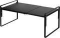 Nxconsu Cabinet Shelf Riser, Adjustable Cabinet Organizer, 12" Deep Black | Heavy-Duty Metal Expandable Shelf Holds 50 lb with 3 Height Levels for Kitchen Cabinet Cupboard Pantry Dish Mug by Nxconsu
