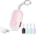 Hion Personal Safety Alarm for Women, Rechargeable 130dB Self Defense Alarm Keychain with LED Flashlight, Emergency Safe Sound Security for Children Elderly College Girls Men, Pink by Hion
