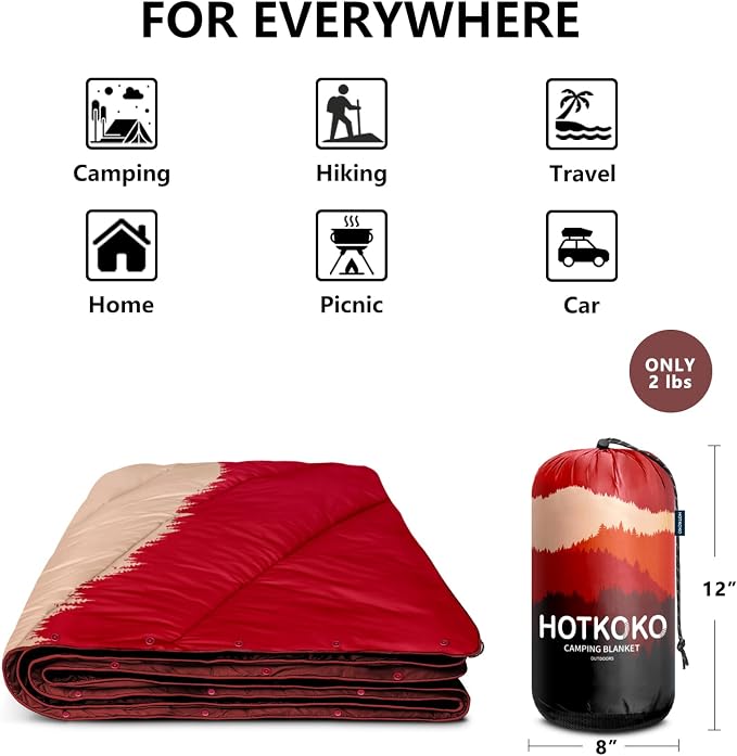 Puffy Camping Blanket,Large Camp Blanket Outdoor Camping Quilt Waterproof | Lightweight Printed Warm Packable Down Alternative Blanket for Camping,Traveling, Stadium, Hiking, Picnics - Image 4