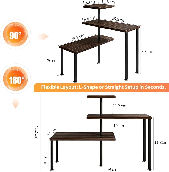 3 Tier Adjustable Countertop Organizer Corner Shelf | Countertop Organizer and Storage Rack for Kitchen, Bathroom, Over Sink, Coffee Bar, Spice Rack, Dresser Table - Image 2