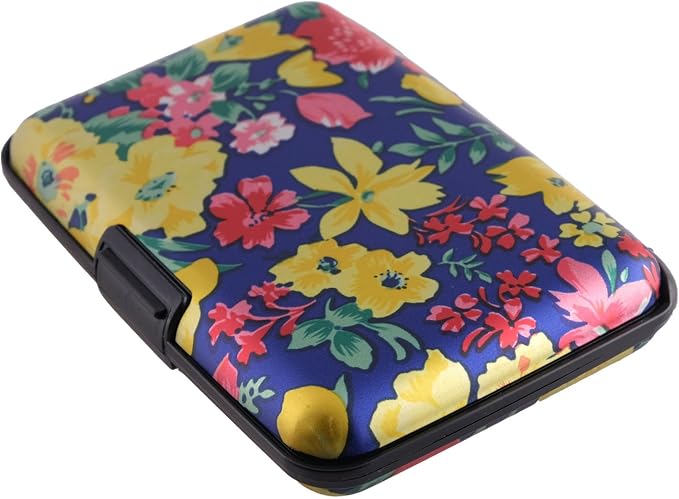 RFID Blocking Credit Card Holder for Men Women - Stylish Travel Wallet - Best protection for Bank Debit, ID, ATM, Cards against Scanning Criminals (light flowers) by BOHONG