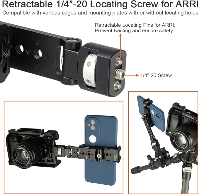 Metal Phone Camera Mount Holder with 1/4” Locating Screw for ARRI, Universal Phone Tripod Mount Adapter with Cold Shoe for iphone 17/16/15, 360° Swivel 230° Tilt Tripod/Camera Phone Holder Support - Image 3