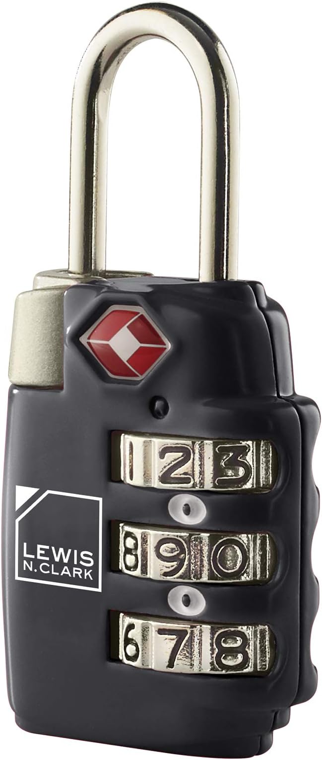 Lewis N. Clark Travel Sentry TSA-Approved Luggage Lock, Large 3 Dial Combination with Easy Read Dials - Black (Pack of 2) by LewisNClark