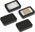 HAOGUAGUA 4 Pcs Travel Containers - Qtip Travel Case and Floss Pick Holder Box, Portable Cotton Swab Organizer Dispenser with Dustproof Lid for Hair Ties Cotton Pad jewelry Small Items (Black) by HAOGUAGUA