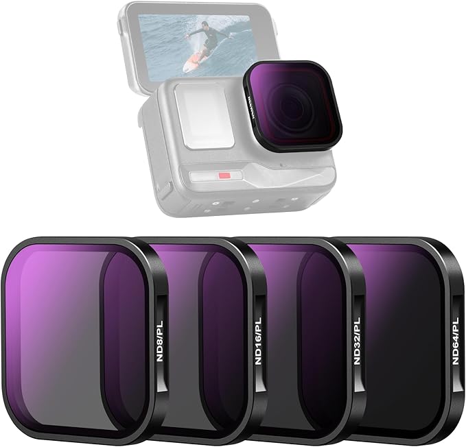NEEWER ND/PL Filter Set Compatible with Insta360 ACE PRO, 4 Pack ND8/PL ND16/PL ND32/PL ND64/PL Action Camera Accessories CPL Polarizing and ND Filter 2 in 1, Neutral Density and Polarizer Filter Kit by Neewer