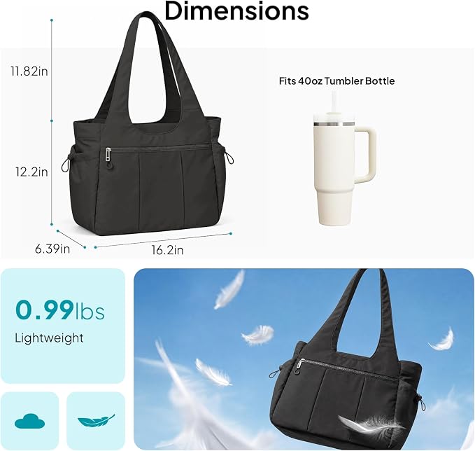 TOPEAST Foldable Tote Bag for Women with Yoga Mat Holder,Travel Tote Bag with Water Bottle Pocket,Lightweight Workout Gym Bag - Image 4