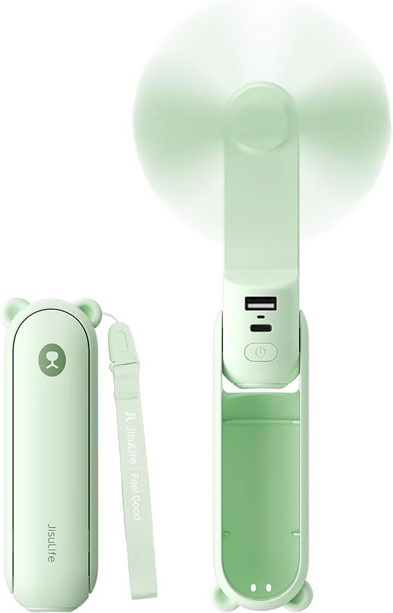 JISULIFE 3 IN 1 Portable Fan with Power Bank & Flashlight Featured | 19H Max Cooling, USB Rechargeable, Pocket-Sized Handheld Fan for Travel, Cruise, Concerts, Makeup, Summer Gifts for Women by LivechillStaycool