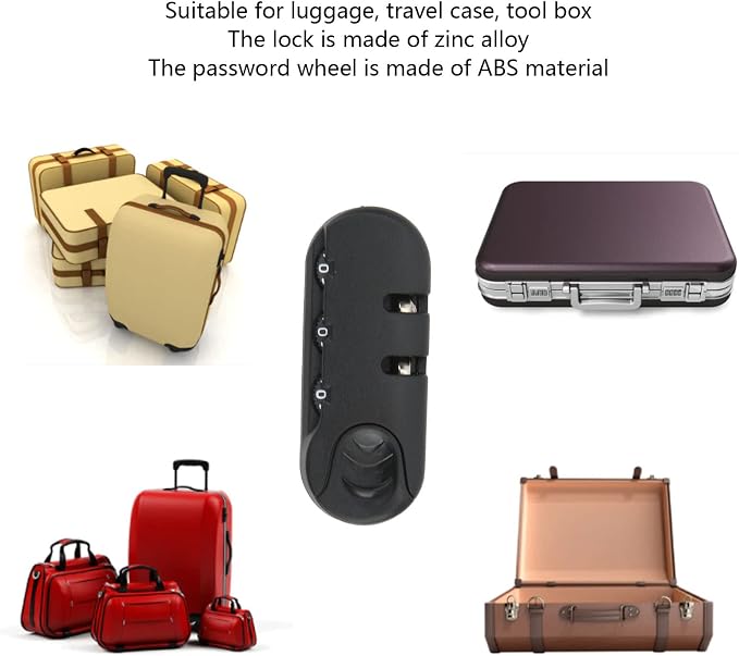Zinc Alloy Luggage Lock - 3 Digit Suitcase Password Lock, Frosted Black Appearance for Travel - Image 5