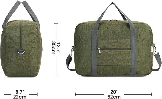 For United Airlines Foldable Carry on Bag 22x14x9 Travel Duffel Bag Packable luggage Duffle for Women and Men 40L (Army Green) - Image 4