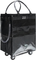 Reusable Grocery Bag with Wheels, Large Black Rolling Tote | 8 Pockets, Zipper Cover, Foldable for Women, Kitchen, Travel, Carries Up to 76LBS by TOJNMAKE