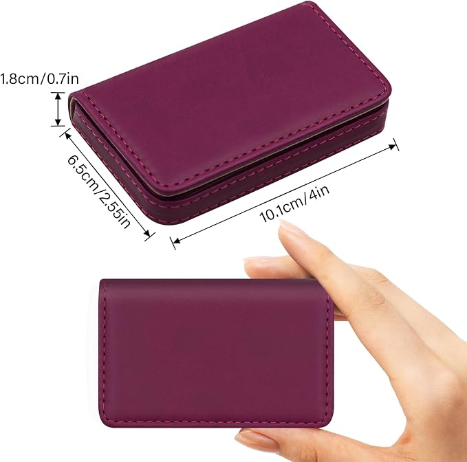 RFID Blocking Wallet - Minimalist Leather Business Credit Card Holder (PW-Wine Red) - Image 2