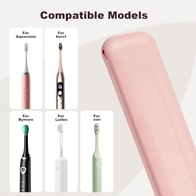 Electric Toothbrush Travel Cover - Waterproof Silicone, Fits Oral-B, Philips Sonicare, suri, burst, Aquasonic | Portable Storage Organizer Bag -Pink - Image 3