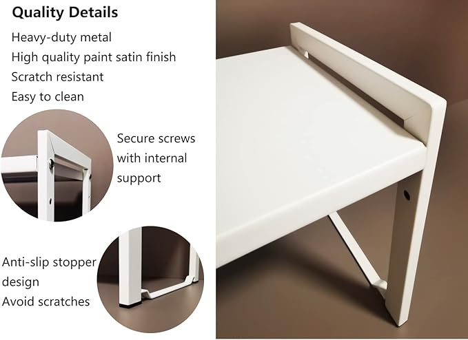 Expandable Cabinet Shelf Organizer 16-26" L Stackable Kitchen Counter Shelf Rack Stand Sink Riser Countertop Storage White (Narrow 5.1”D) - Image 4