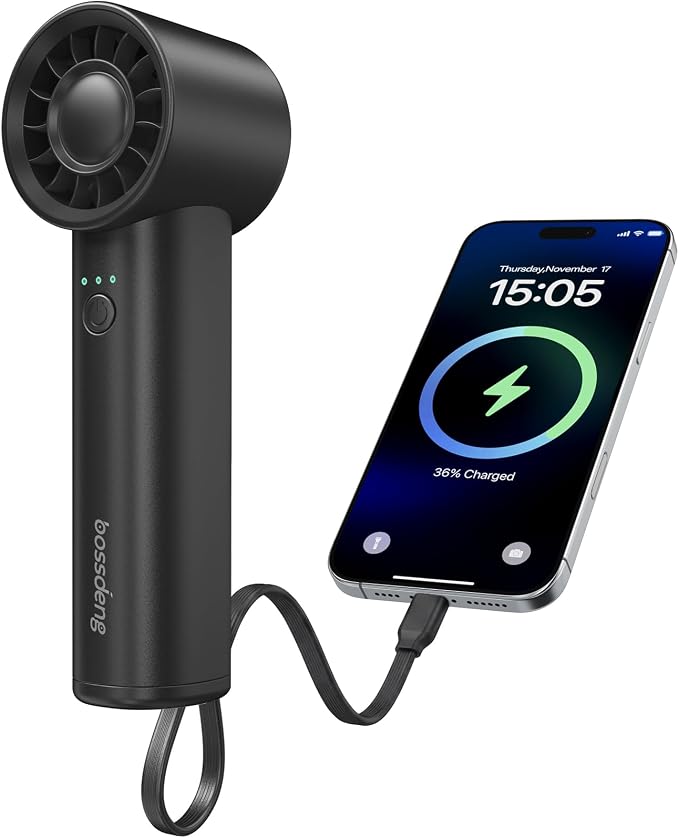 Portable Fan with Power Bank & Flashlight-Black | 6.5H Max Cooling,USB-C Rechargeable,Mini Fan for Outdoor/Travel/Beach/Concerts/Summer.Gifts for Girl,Women. by YourPortableComfort