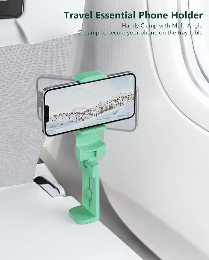 MiiKARE Airplane Phone Holder Mount, Plane Travel Essentials, Green | Universal Hands-free Phone Holer with 360° Rotation for Flying, Accessory Travel Must Haves Phone Stand for Desk, Tray Table - Image 3