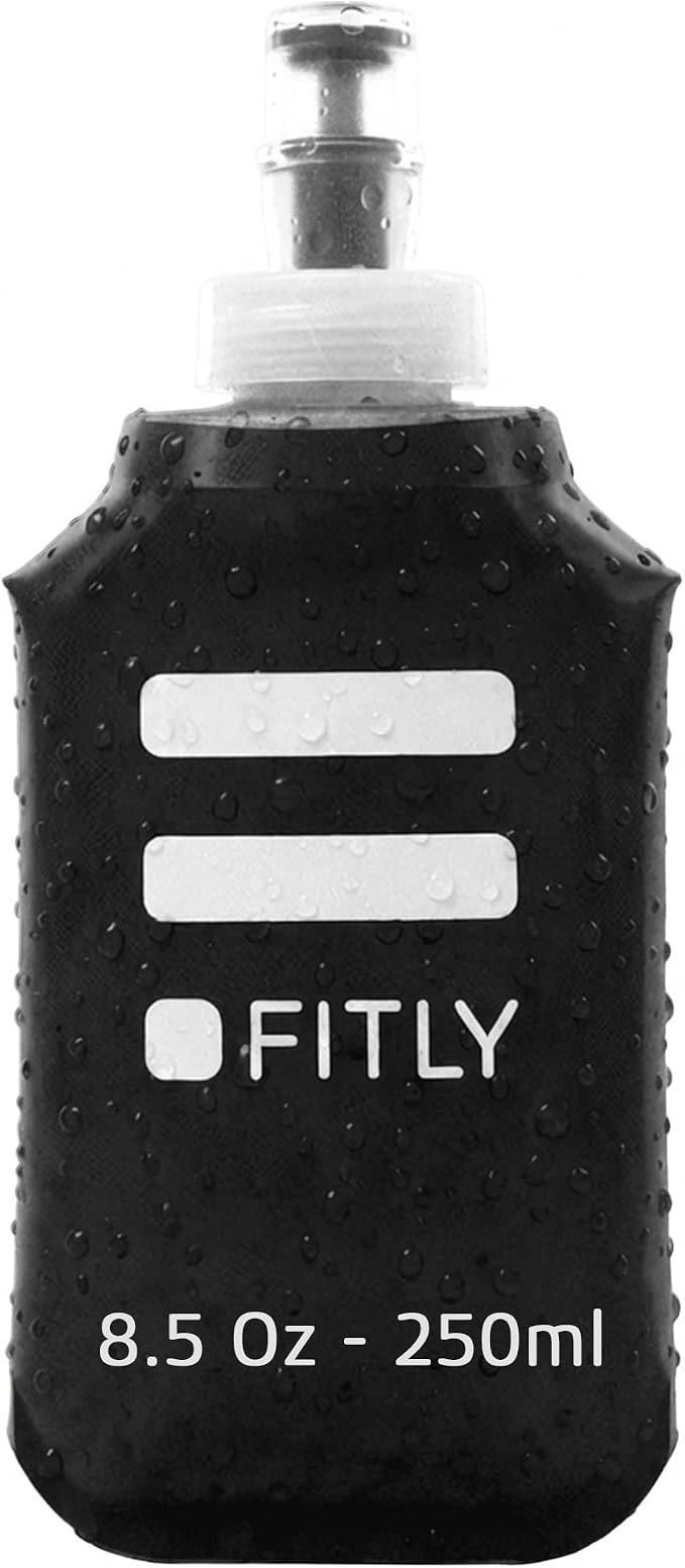 FITLY Soft Flask - Shrink As You Drink Soft Water Bottle for Hydration Pack - Folding Water Bottle Ideal for Running, Hiking, Cycling, Climbing & Rigorous Activity by FITLY