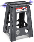 17.5 Inch Heavy Duty Folding Step Stool, 400 lbs, Dot Grey | Collapsible Stepping Stool for Adults with Handle and Non-Slip Surface, for Kitchen, Garage, Bedroom and Outdoor Tasks by ACSTEP
