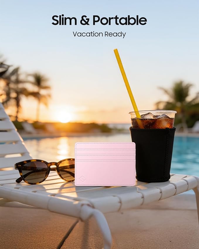FINTIE Slim Minimalist Front Pocket Wallet RFID Blocking Credit Card Holder | Card Cases with ID Window for Men Women, Pink - Image 5
