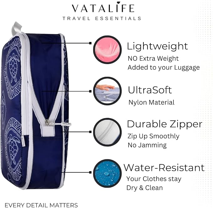 Space Saving Compression Packing Cubes for Kids & Women, Organizer Bags for Kids & Adults, Diaper Bag Organizer Set, Packing Cubes for Travel 3pc Set - Blue Turtle - Image 6