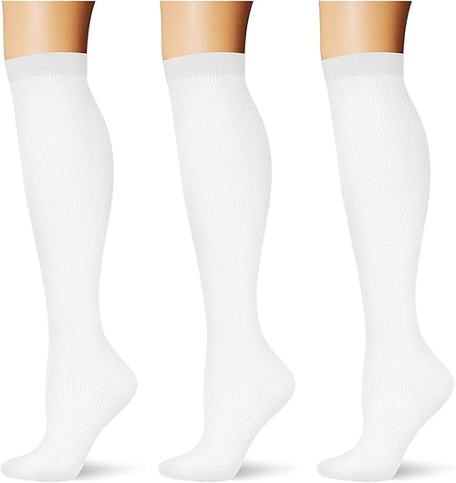 (3 pairs) Compression Socks 20-30 mmHg Long Knee High Socks for Women Men Support Athletic Travel Daily Wear by Saniripple