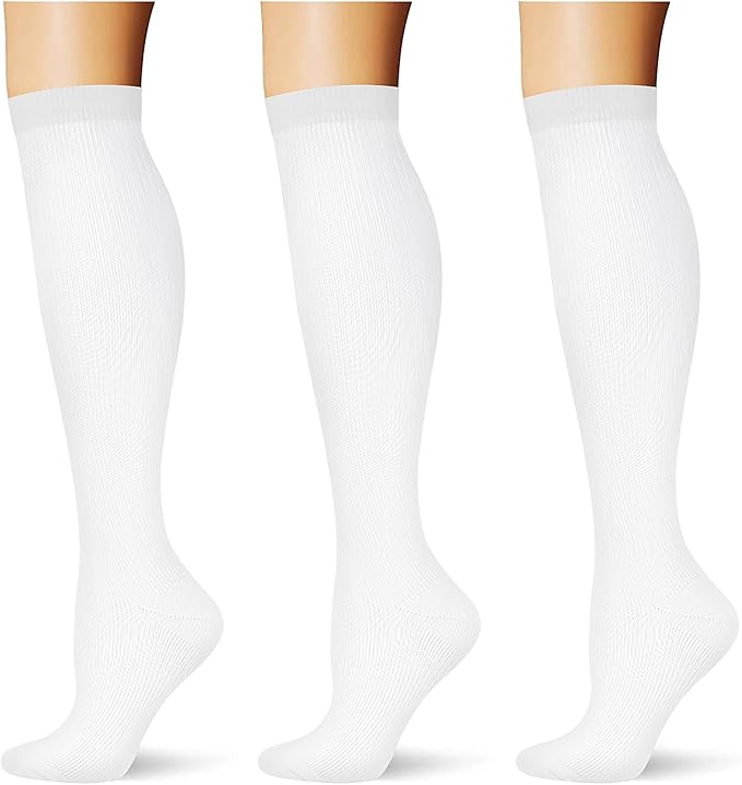 (3 pairs) Compression Socks 20-30 mmHg Long Knee High Socks for Women Men Support Athletic Travel Daily Wear by Saniripple