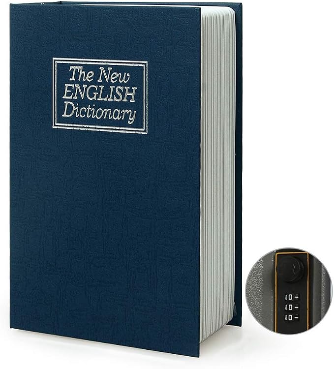 Diversion Book Safe Storage Box, Dictionary Secret Safe with Security Combination Lock, Blue Dictionary by PACOLO
