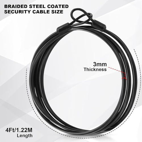 12 Pack Security Cable Luggage Lock with Loops 4 ft 3mm Braided Steel Coated Bike Cable Wire Double Loop Anti Theft Safety for U Lock, Padlock and Disc(Black) - Image 2