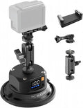 4.5" Electric Vacuum Suction Cup Camera Mount, 1/4" Thread Heavy-Duty Car Windshield Mount with Ball Head, 110LB Load for GoPro, Action Camera, Phone & DSLR Vlogging by Unknown