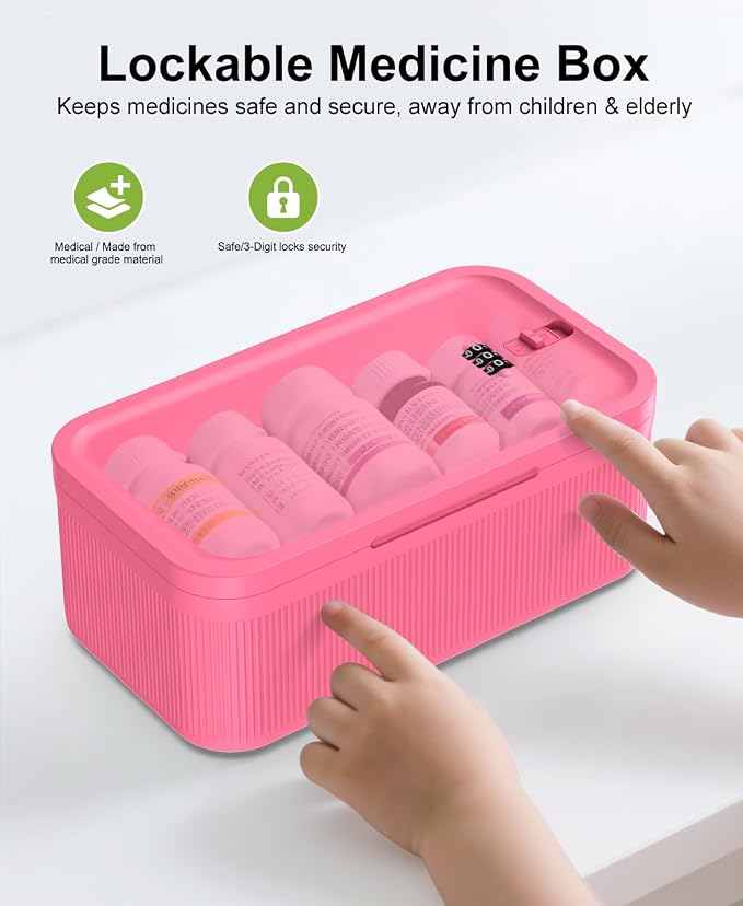 Lockable Storage Box with Combination Code - Secure Medicine Safe box, Phone Jail & Snack Container for Refrigerator, Home, Office, Travel - Durable Multi-Purpose Lock Box (Berry) - Image 5