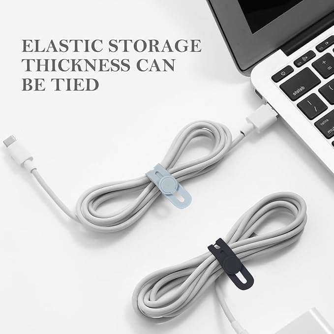 Donruby 30Pcs Silicone Cable Ties - Reusable & Washable with Adjustable Locking Buckles, High Elasticity Cable Management Straps for Home, Office, School, Travel Essential Cord Organizer (6 Colors) - Image 6