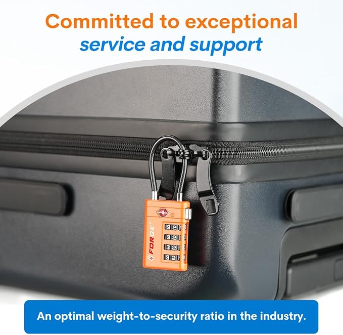 Forge TSA Approved Luggage Locks 4 Digit Combination TSA Travel Locks with TSA008, Open Alert Indicator, Zinc Alloy Body for Luggage, Suitcase, Backpack, and More. 3 Color 6 Locks. - Image 5