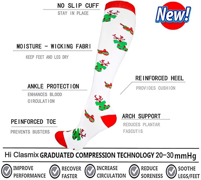 5/6 Pairs Graduated Compression Socks for Women&Men 20-30mmhg Knee High Socks Travel Hiking Running Stocking - Image 4