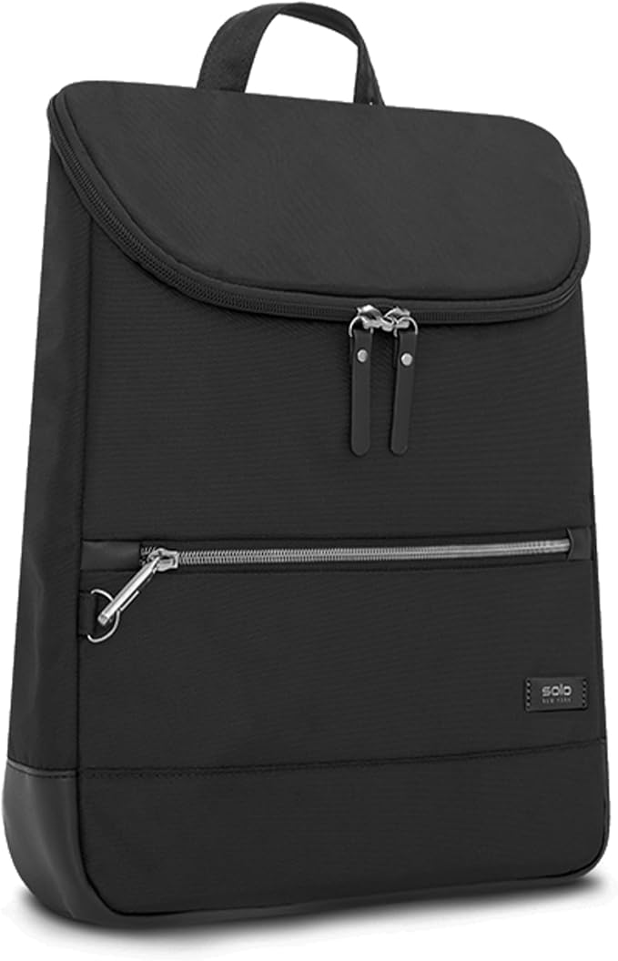 Solo New York Backpack for Women - Carry On Bookbag for Travel & Work, Fits 14.1" Computer, RFID Protection, Lightweight Bag with Laptop Sleeve, Slash Proof - Stealth Hybrid, Black by SoloNewYork