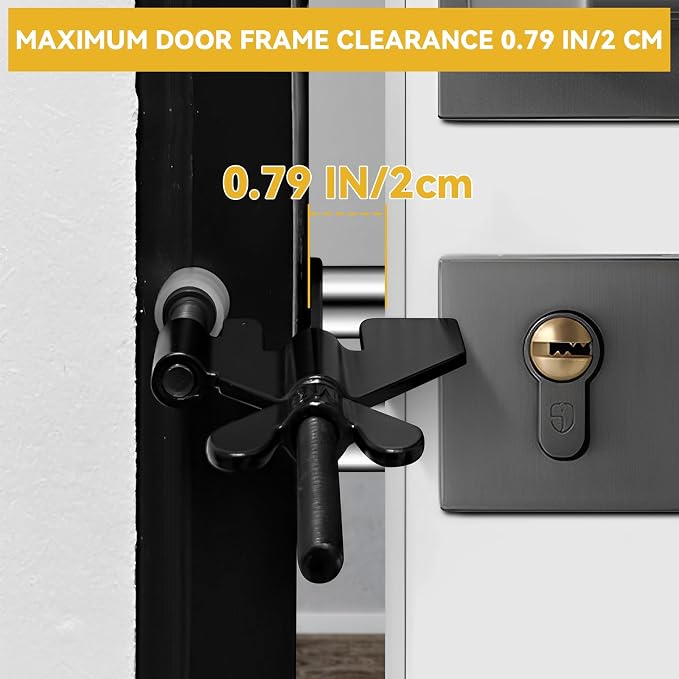Portable Door Lock, Hotel Travel Door Lock Security for Home, Black | Hotel Safety Device for Door Security, Portable Lock for Hotel Room, Apartment, College Dorm and Travel - Image 5