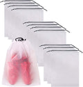 Set of 12 Portable Translucent Shoe Bags for Travel Large Clear Shoes Pouch Storage Organizer with Drawstring for Men and Women by TENABORT