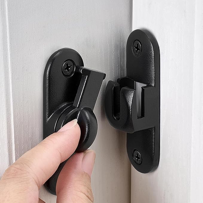 Matte Black 90/180 Degree Sliding Door Latches,Zinc Alloy Flip Latch | Barn Door Latch,Cabinet Lock,Right Angle Door Lock,for bedroom,cabinet,drawer,Gardens,Wine Cabinet,garage,window,Pet Cage by Wocoe