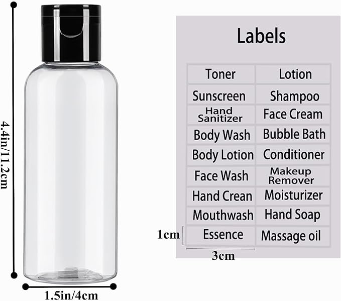 DNSEN 5 Pack 3.4 oz Travel Size Bottles for Toiletries TSA Approved Leak Proof Empty Refillable Liquid Containers with Labels - Image 3