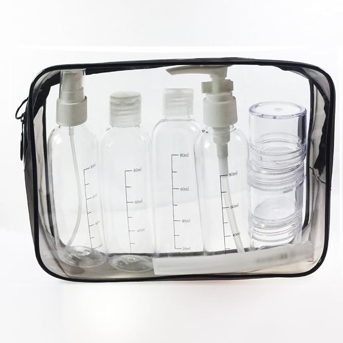 Clear Travel Toiletry Bag TSA Approved Toiletry Cosmetic Bags Men Women & Travel Bottles set for Toiletries TSA Approved Travel Bottle 3.4 oz Leak Proof Refillable & Travel Containers for Toiletries - Image 4